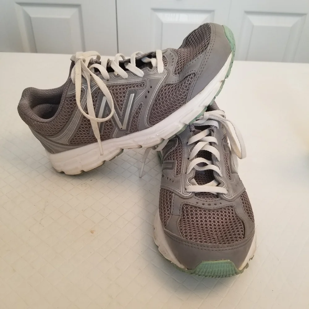 Gray and White Athletic Sneakers